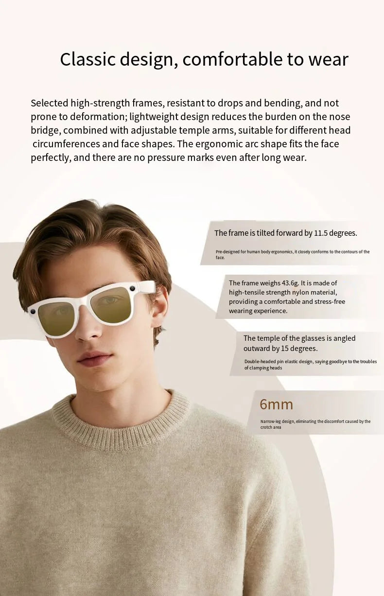 HOMEFISH M02 AI Smart Glasses with 4K Camera Bluetooth