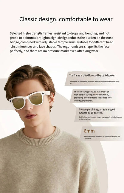 HOMEFISH M02 AI Smart Glasses with 4K Camera Bluetooth