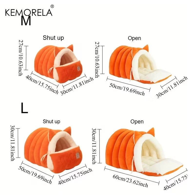 KEMORELA New For Cat Ear Cat Bed -Soft & Semi Winter-Enclosed