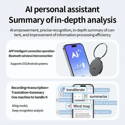 8-128GB AI Voice Recorder Real-Time Transcription