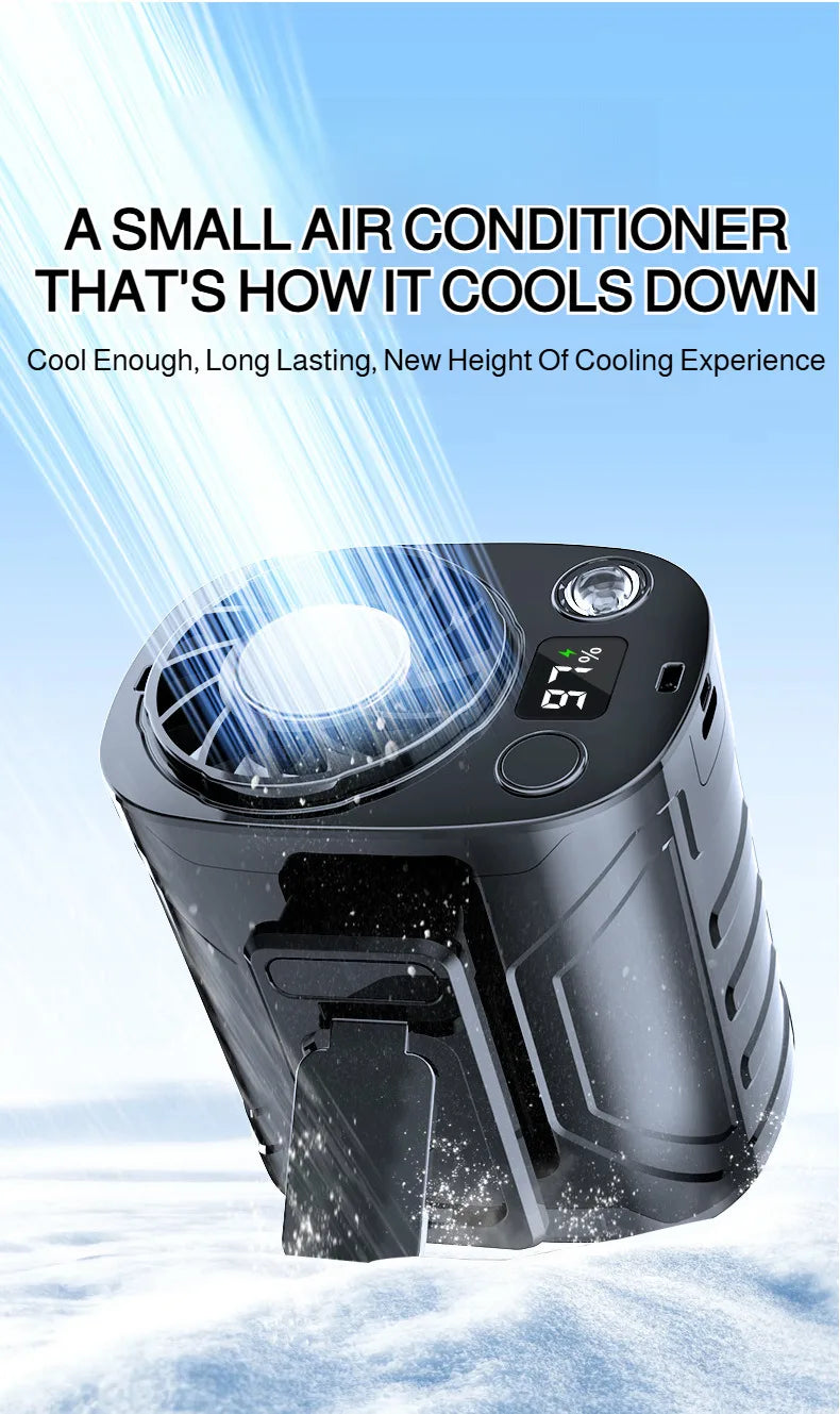 USB Rechargeable Waist-mounted Fan with Strong Light Turbine
