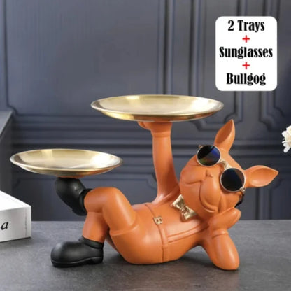 Bulldog Animal Figurines Cool Dog Statue Sculpture Decoration
