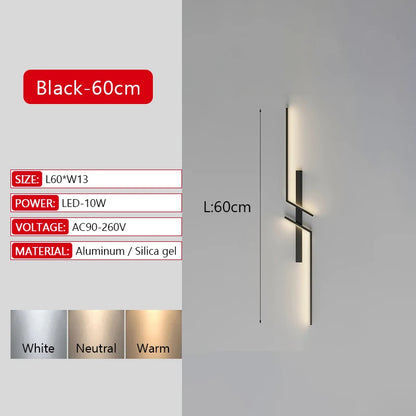 Long Strip LED Wall Lamp Modern Remote Control Dimming Living Roomdecor