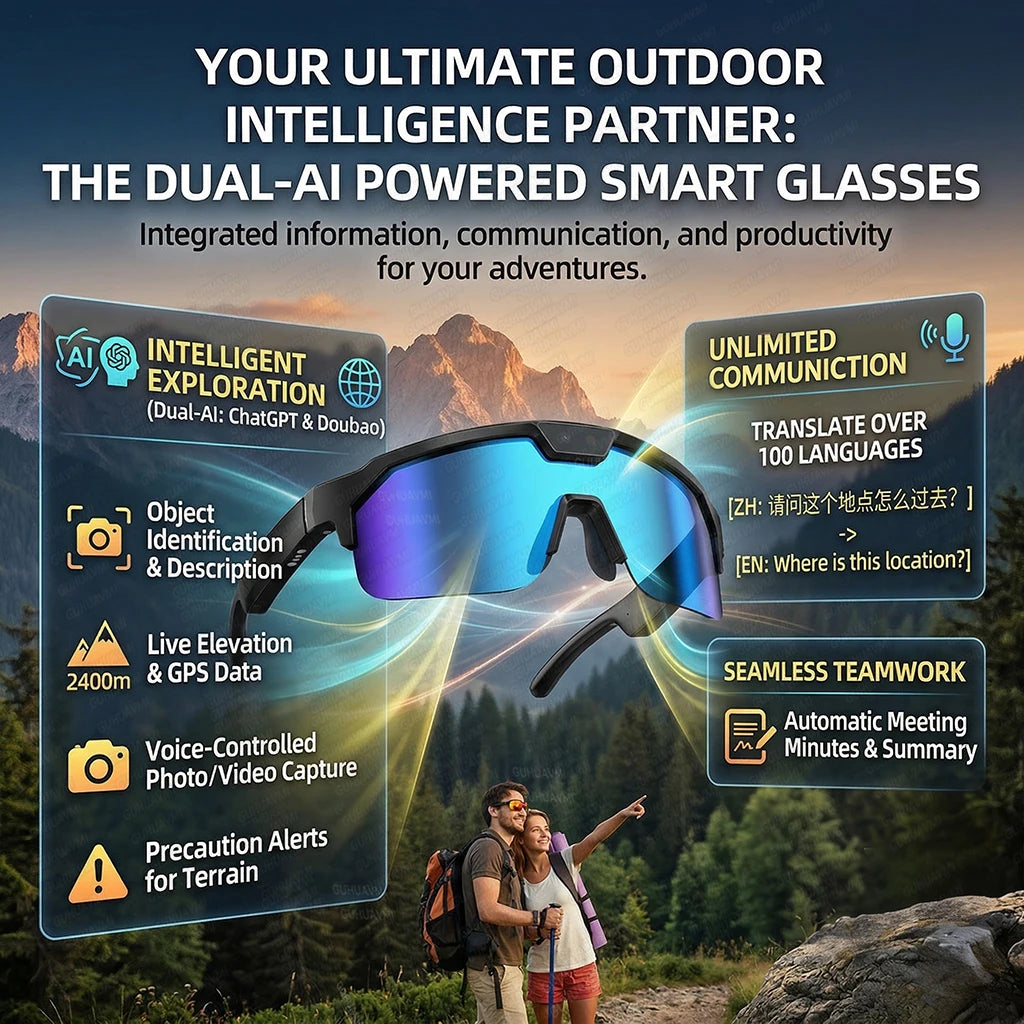 AI Smart Glasses ChatGPT 1200P Camera 30MP Anti-shake