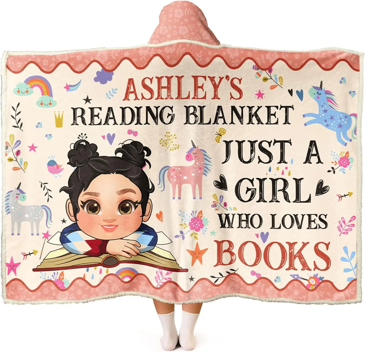 Personalized Wearable Hooded Blanket, Book Lovers Gifts
