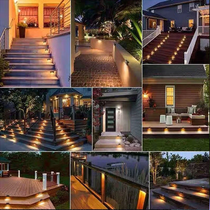 Warm White Solar LED Step Lights Waterproof Outdoor