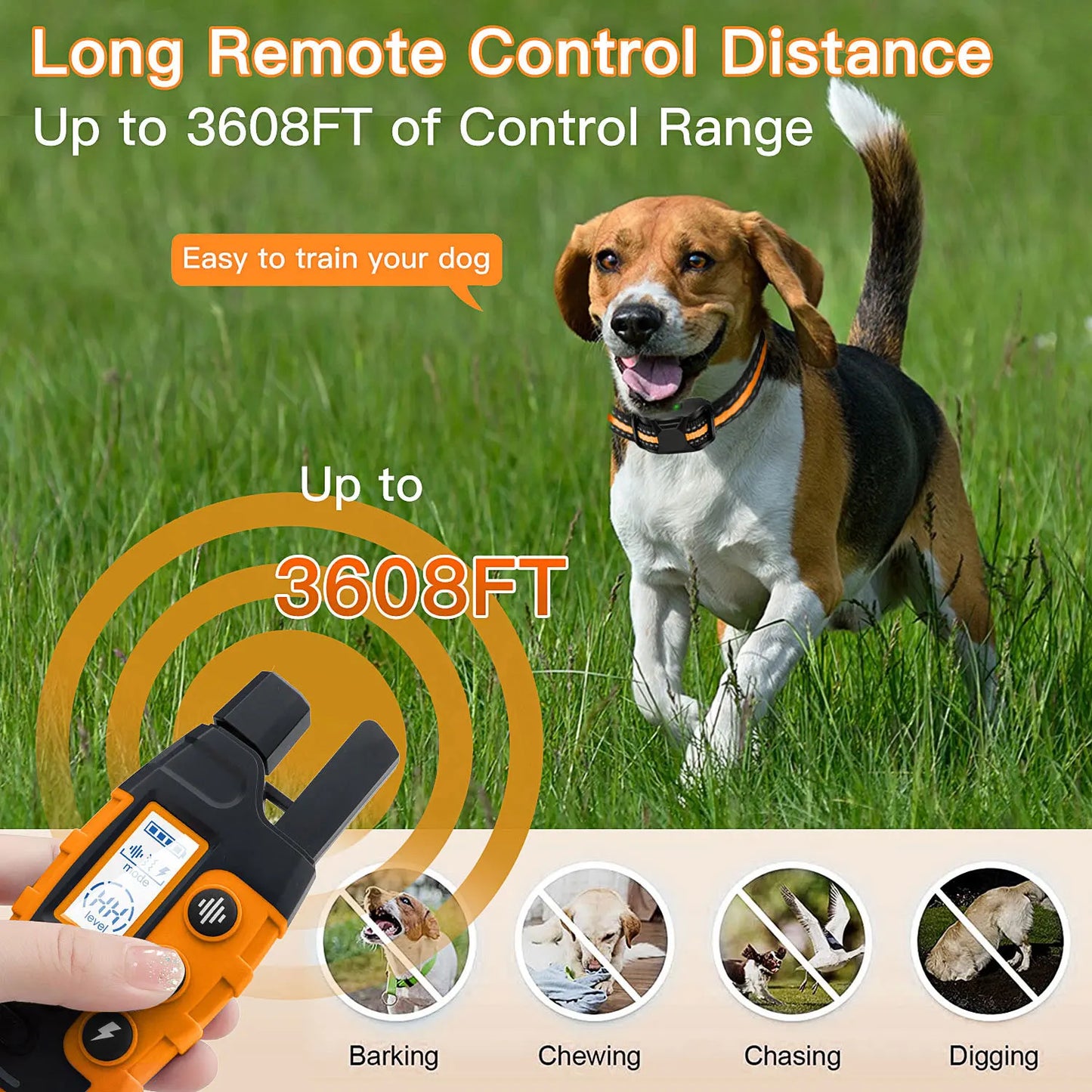 Electric Dog Training Collar Remote Control Waterproof