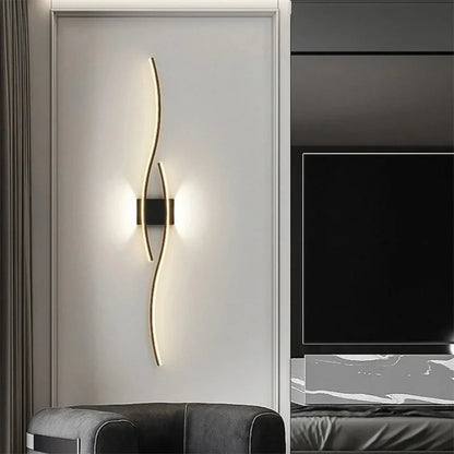 Long Strip LED Wall Lamp Modern Remote Control Dimming Living Roomdecor