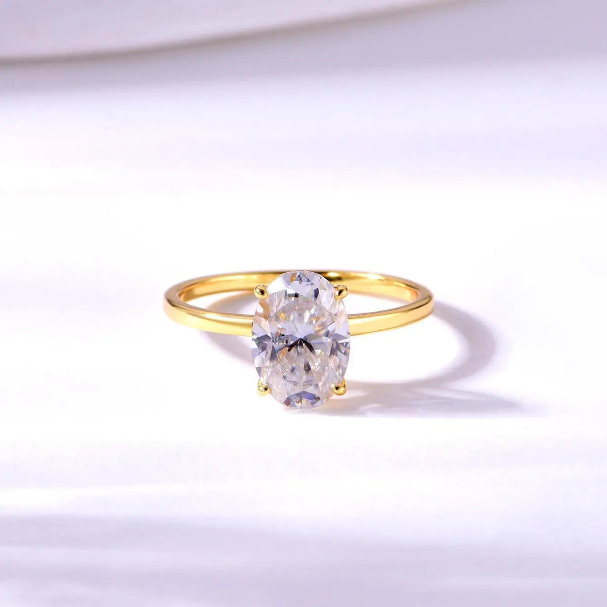 Classic S925 Sterling Silver Oval Moissanite Ring Fine Jewelry