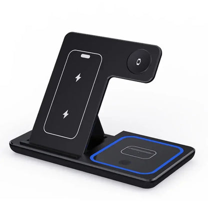 3 in 1 Wireless Charger Stand Pad Foldable Fast Charging