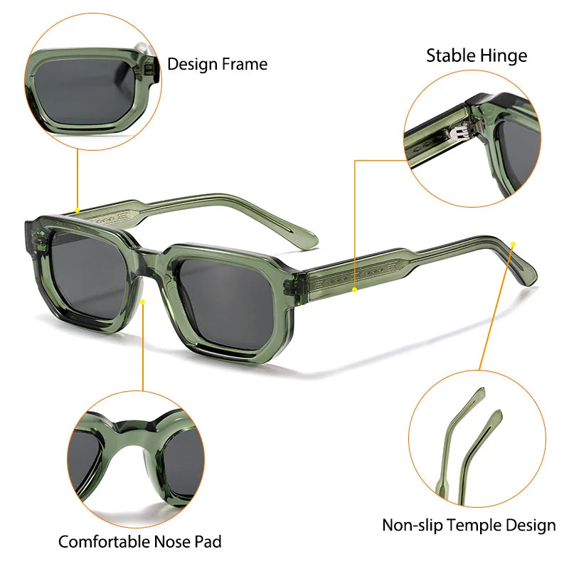 HBK Vintage Polygon Sunglasses for Men Small Frame