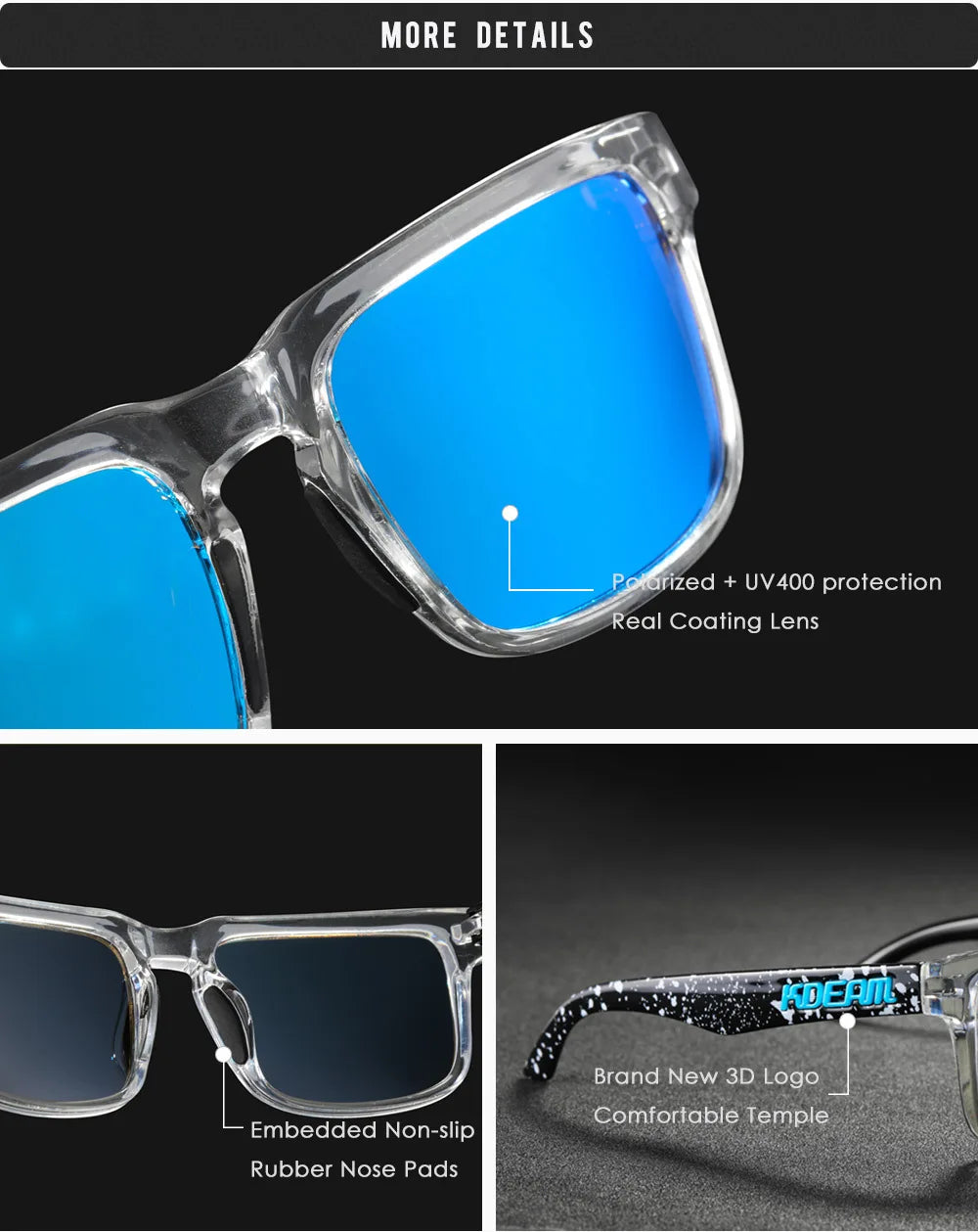Kdeam Polarized Sunglasses for Men Women Eyewear
