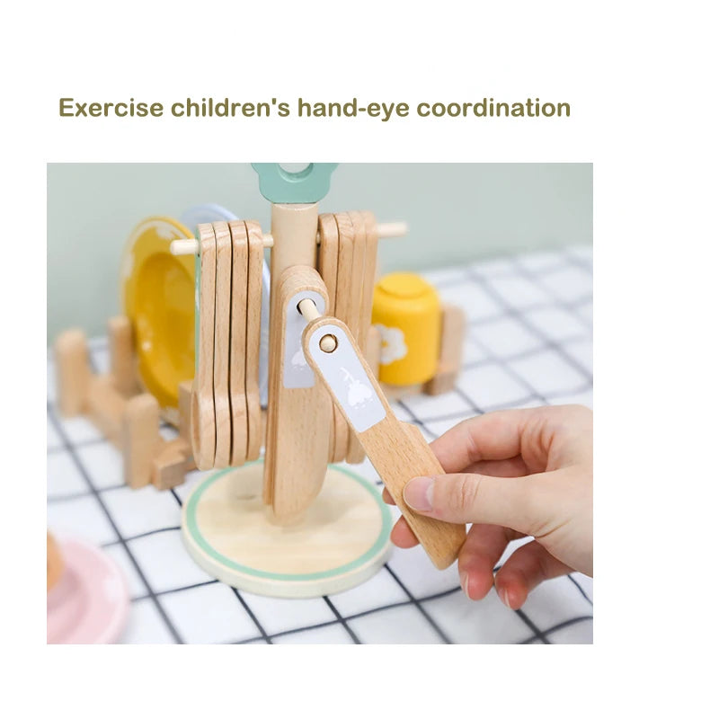 Wooden Kitchen Pretend Play Set Montessori Simulation Plates