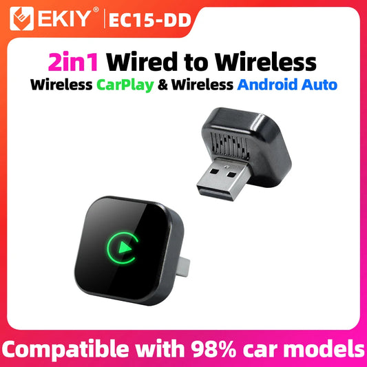 2in1 Wired To Wireless CarPlay Adapter Android Auto Dongle