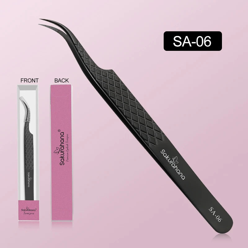 SAKURAHANA High-end Eyelash Tweezers Black Fiber Tip