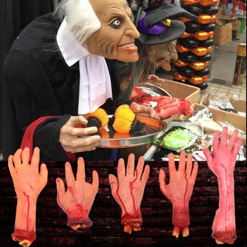 Horror Halloween Party Props Scary Bloody Fake Hand Finger Leg Foot Heart