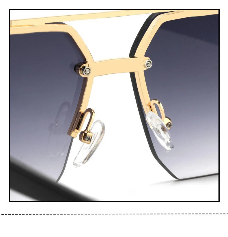 Oversize Retro Double Bridges Polygon Square Metal