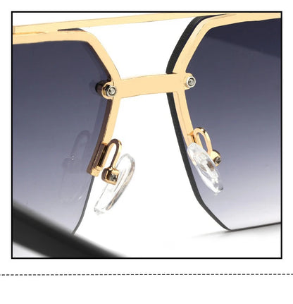 Oversize Retro Double Bridges Polygon Square Metal