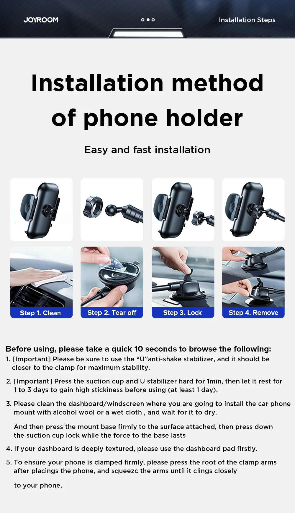Joyroom Car Phone Holder Mount 360° Widest View Universal