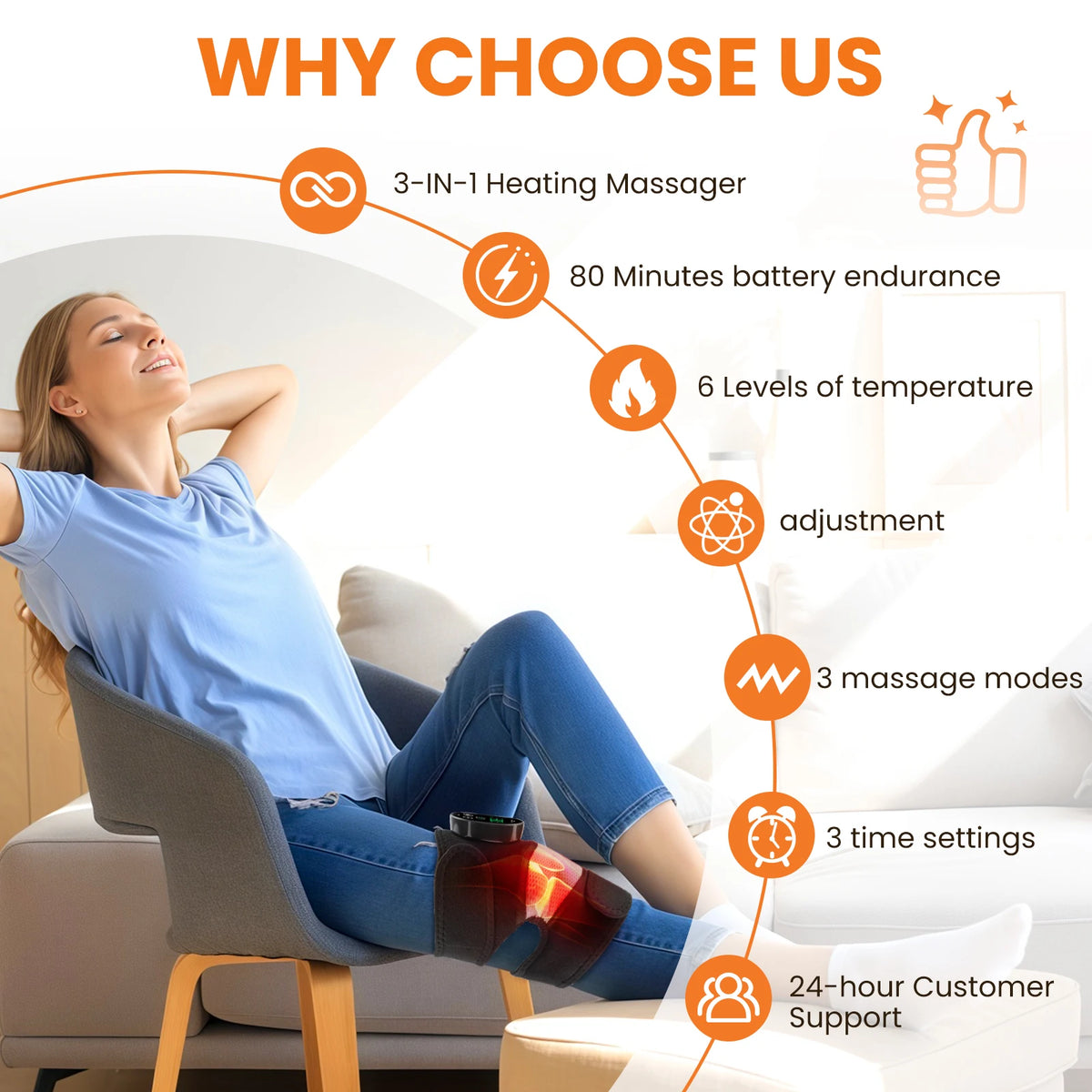3-in-1 Heated Vibration Knee Massager