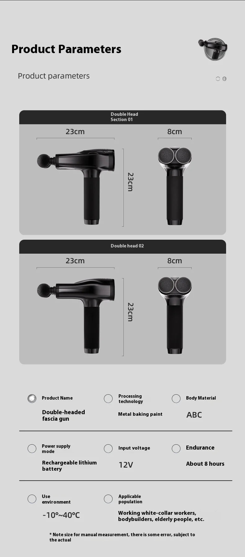 Double Head Handheld Mini Massager Gun with Deep Tissue