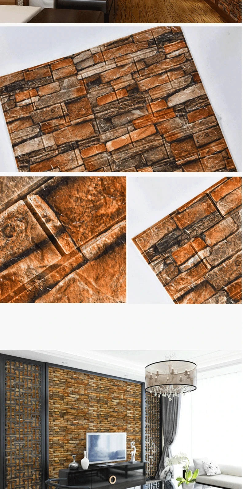 3D Self-Adhesive Wallpaper 70cm*1/5/10m Continuous Waterproof
