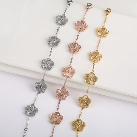 Stainless Steel Laser Five Leaf Flower Petal Adjustable Clover