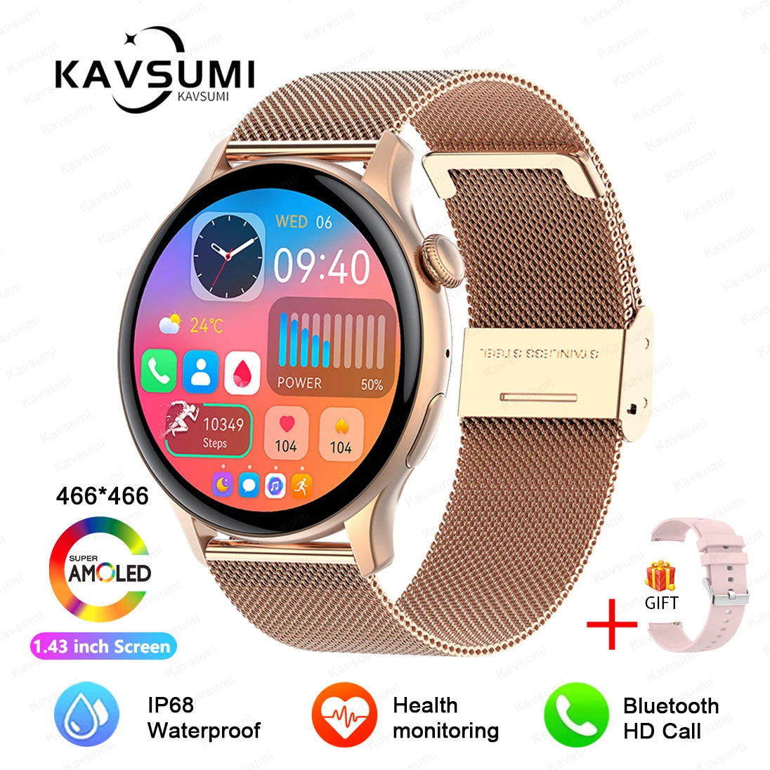 NFC Smart Watch Amoled HD GPS Track Sports Heart Rate