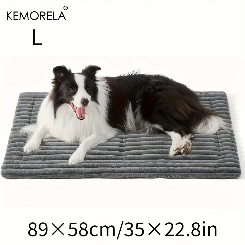 Extra Large Dog Bed Mat Soft Non-Slip Striped Plush