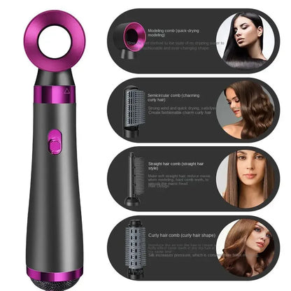 Five in one hair dryer hot air comb electric curly hair straightener