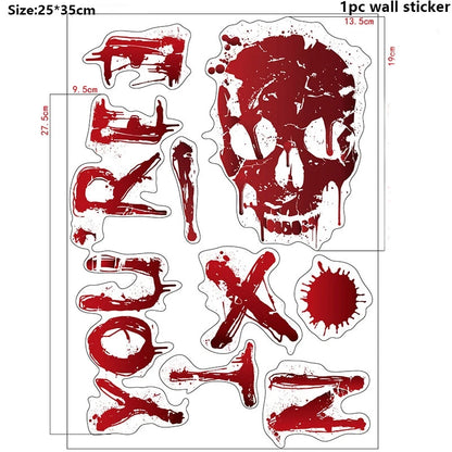 Halloween Wall Doors Windows Stickers Blood Handprint Footprint Skull Pattern