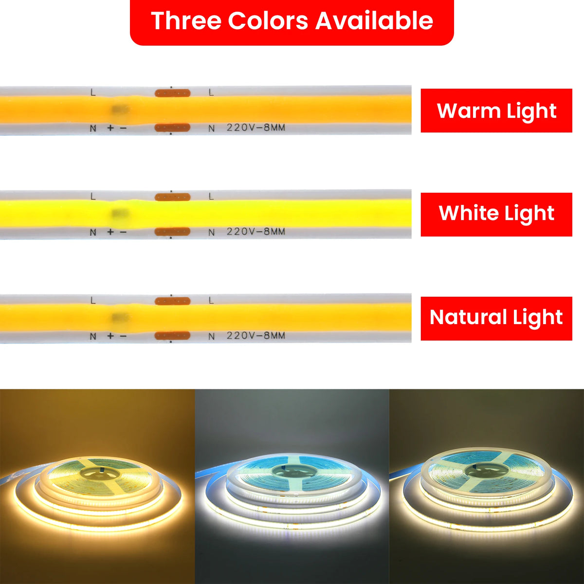 220V 110V 5m-20m COB LED Strip Light Lighting Flexible
