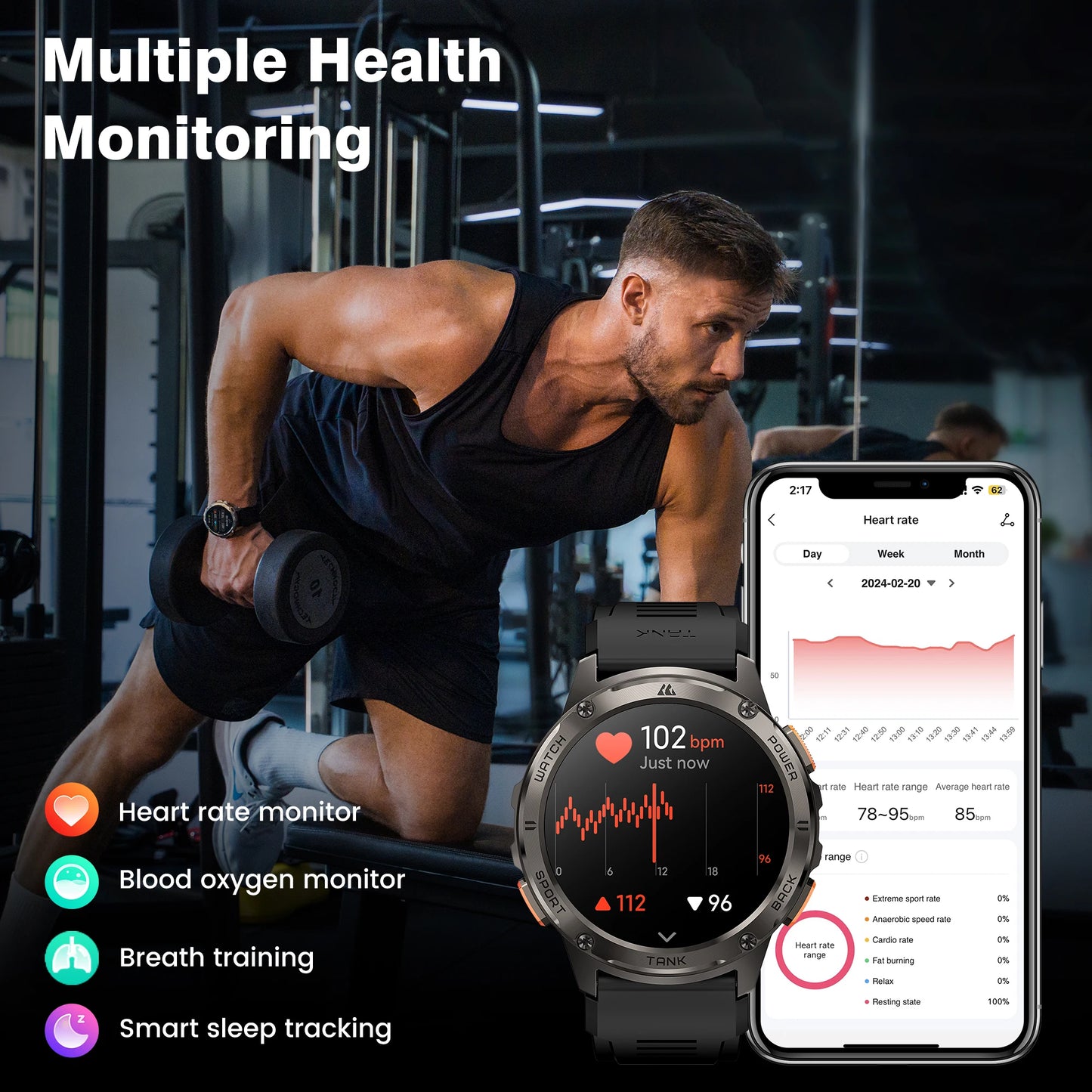 Original KOSPET TANK T3 Smart Watch For Men Military