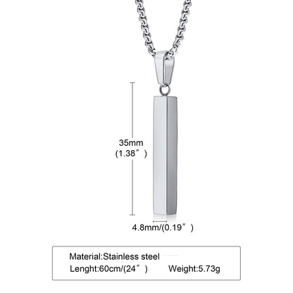 Waterproof Pillar Necklaces for Men Women Stainless Steel