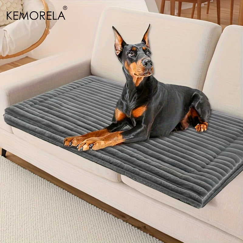 Extra Large Dog Bed Mat Soft Non-Slip Striped Plush