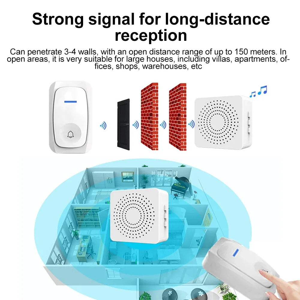 USB Wireless Doorbell Waterproof Welcome Chime Home Door Bell