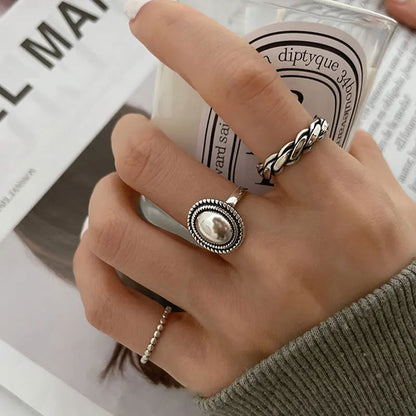 VENTFILLE 925 Sterling Silver Finger Rings Hollow Chain