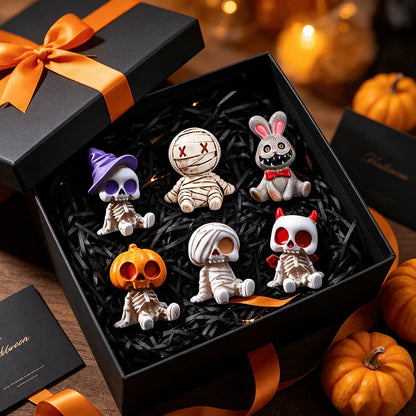 6pcs Halloween Resin Skeleton Mummy Figurines