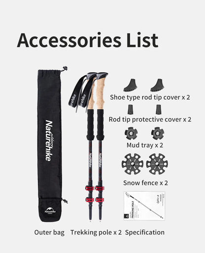 Trekking Poles Carbon Fiber Climbing Stick