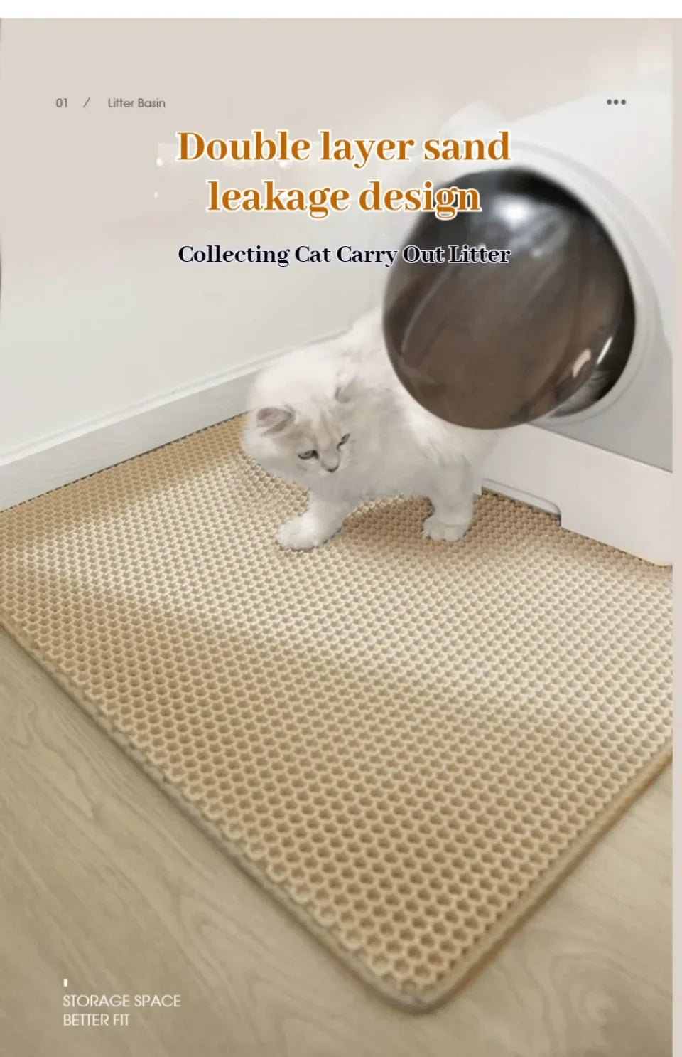 Cats Litter Mat Double Layer EVA Cat Litter Pad Large Hole
