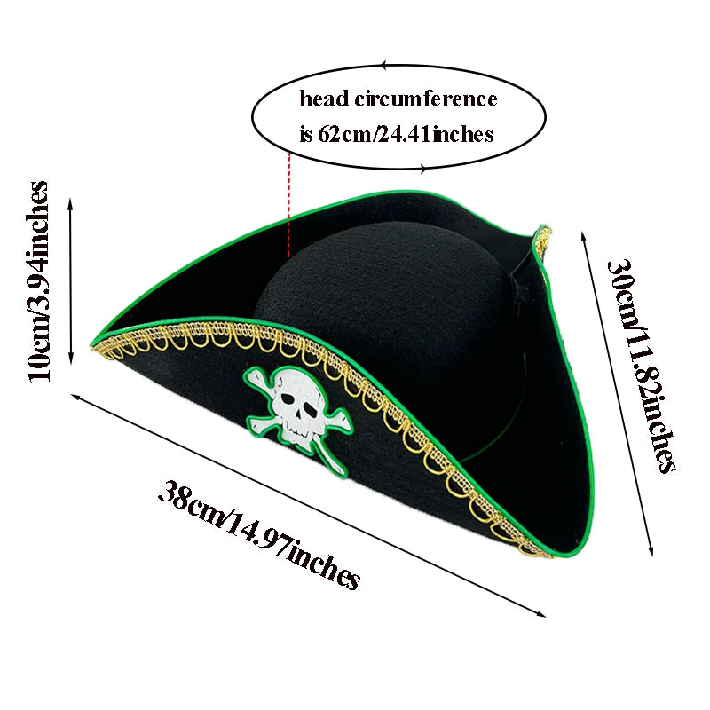 Halloween LED Black Pirate Hat For Adult Pirate Theme Party