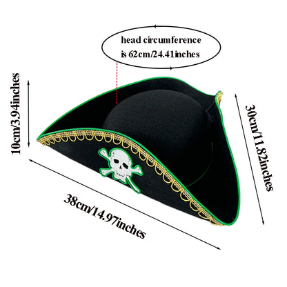Halloween LED Black Pirate Hat For Adult Pirate Theme Party