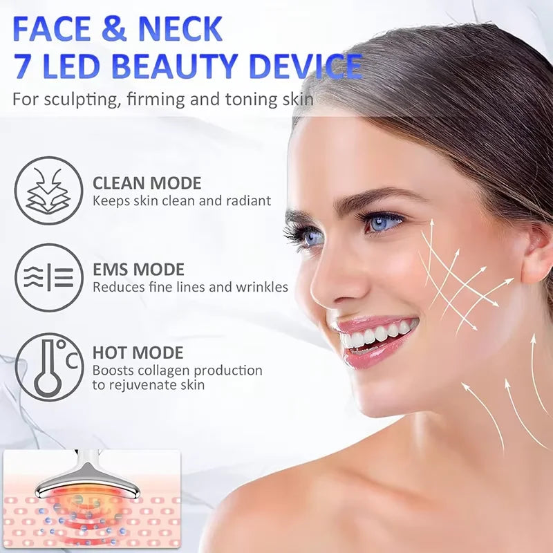 7 Color EMS Neck Beauty Device Face Lifting Massager