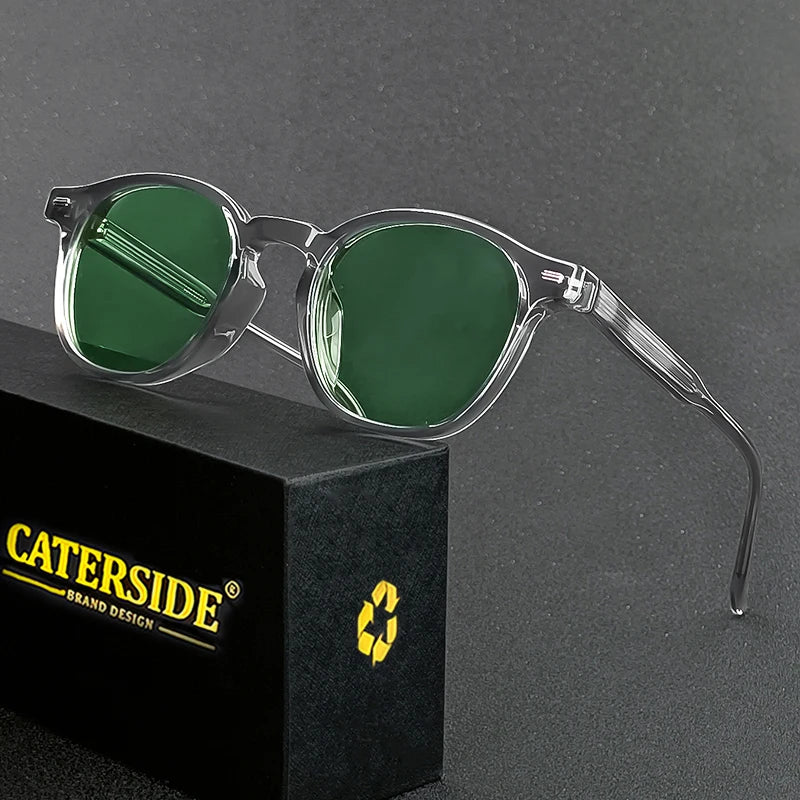 Caterside Polarized Round Sunglasses Men TR Frame