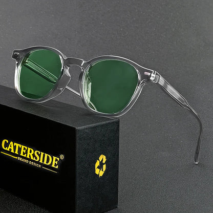 Caterside Polarized Round Sunglasses Men TR Frame