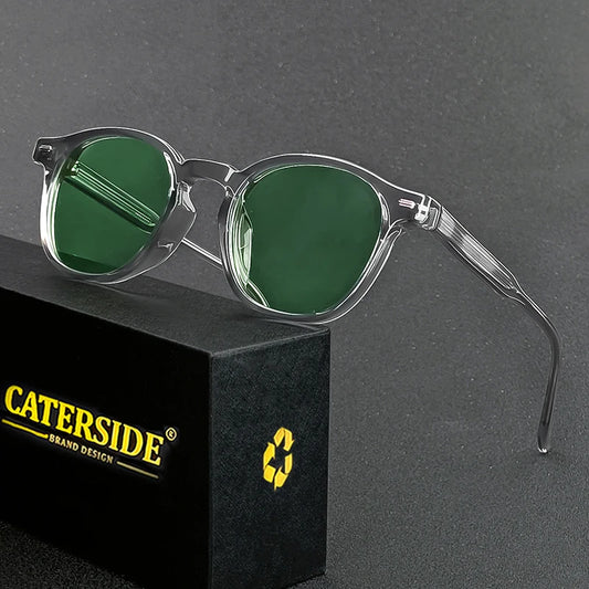 Caterside Polarized Round Sunglasses Men TR Frame