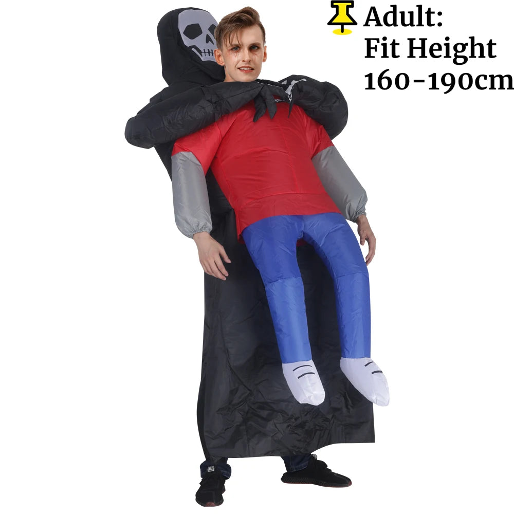 Adult Funny Inflatable Black Robe Mask Ghost Costume