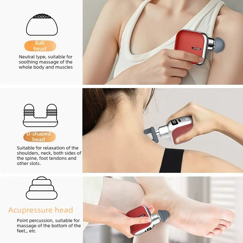 Mini Pocket Fascia Gun with 4 Silicone Massage Heads
