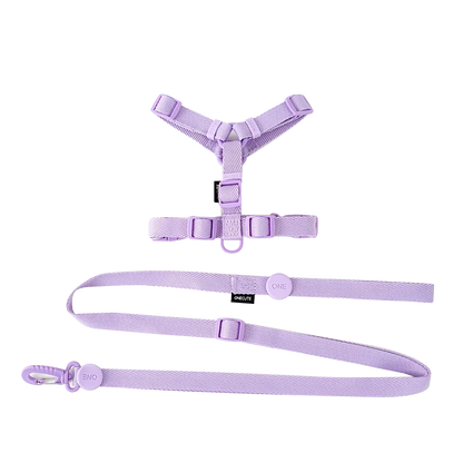 Adjustable Dog Harness Collar Leash Set Macarone Color