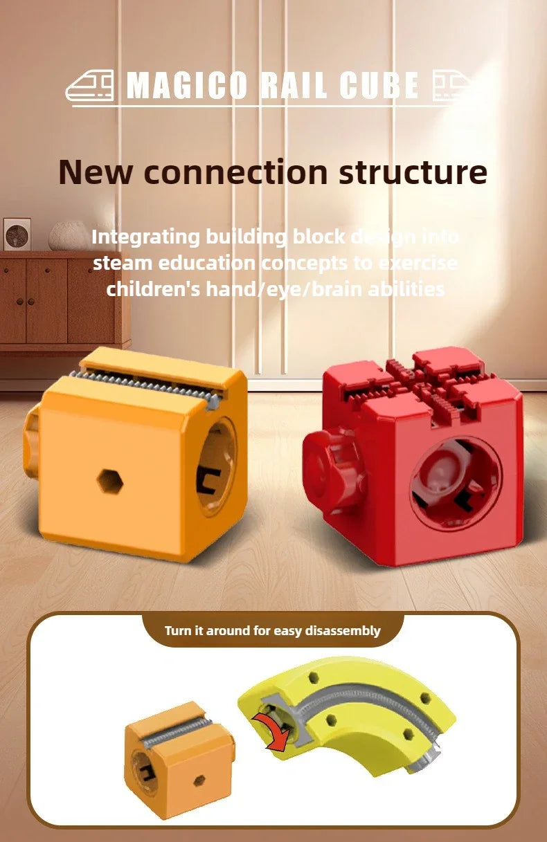 Kids Magnetic Rail Car Cube Toys Educational Toy